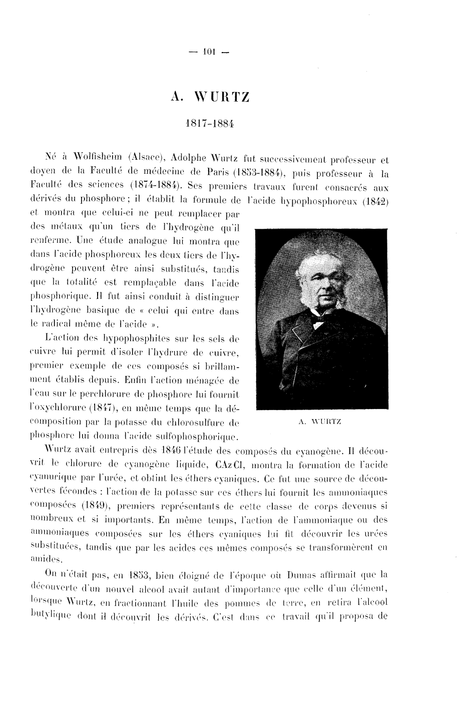 Charles Adolphe Wurtz (1817-1884) et la chimie organique