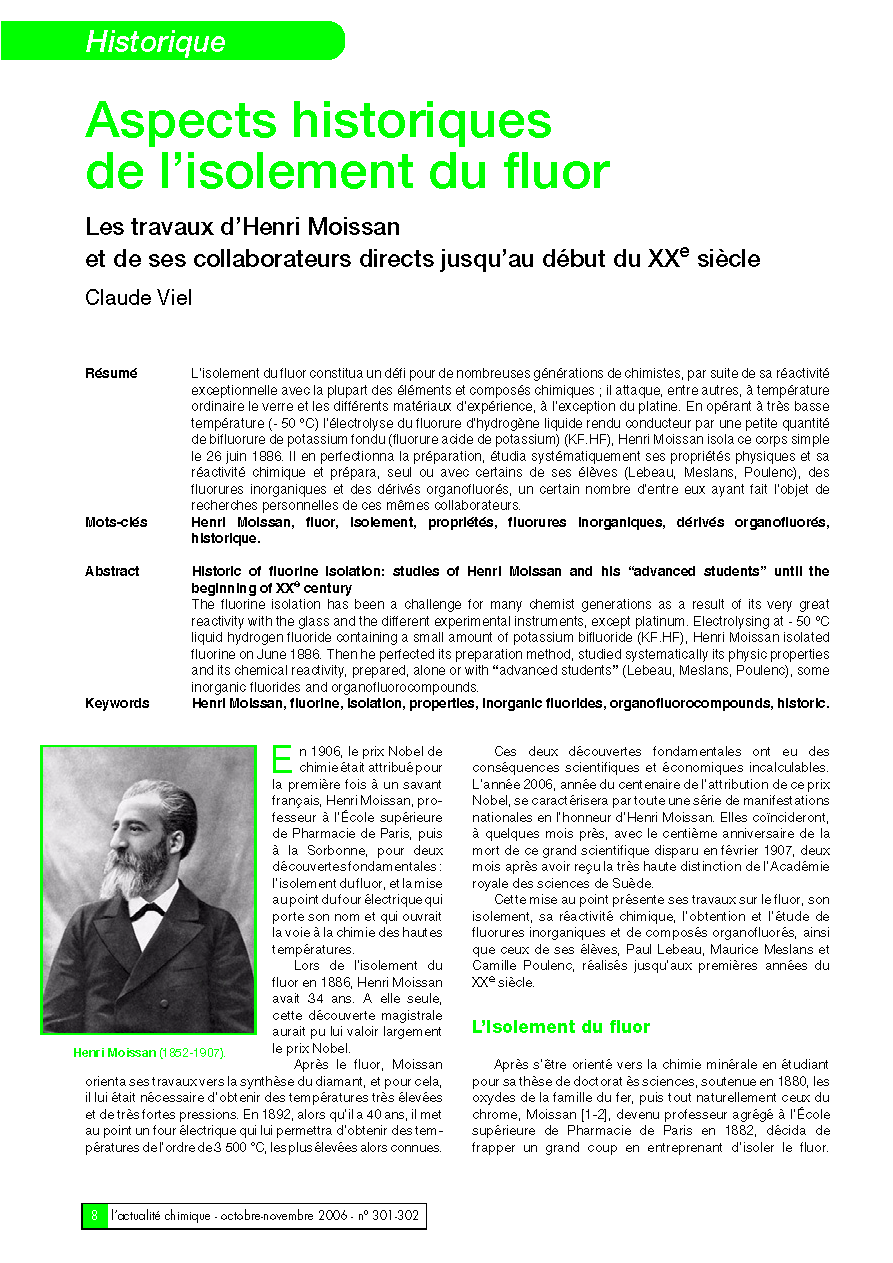 L’isolement du fluor