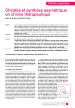 Chiralité et synthèse asymétrique en chimie thérapeutique