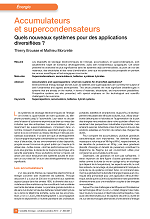 Accumulateurs et supercondensateurs