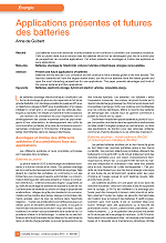 Applications présentes et futures des batteries