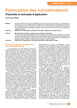 Formulation des microémulsions : propriétés et exemples d’application 