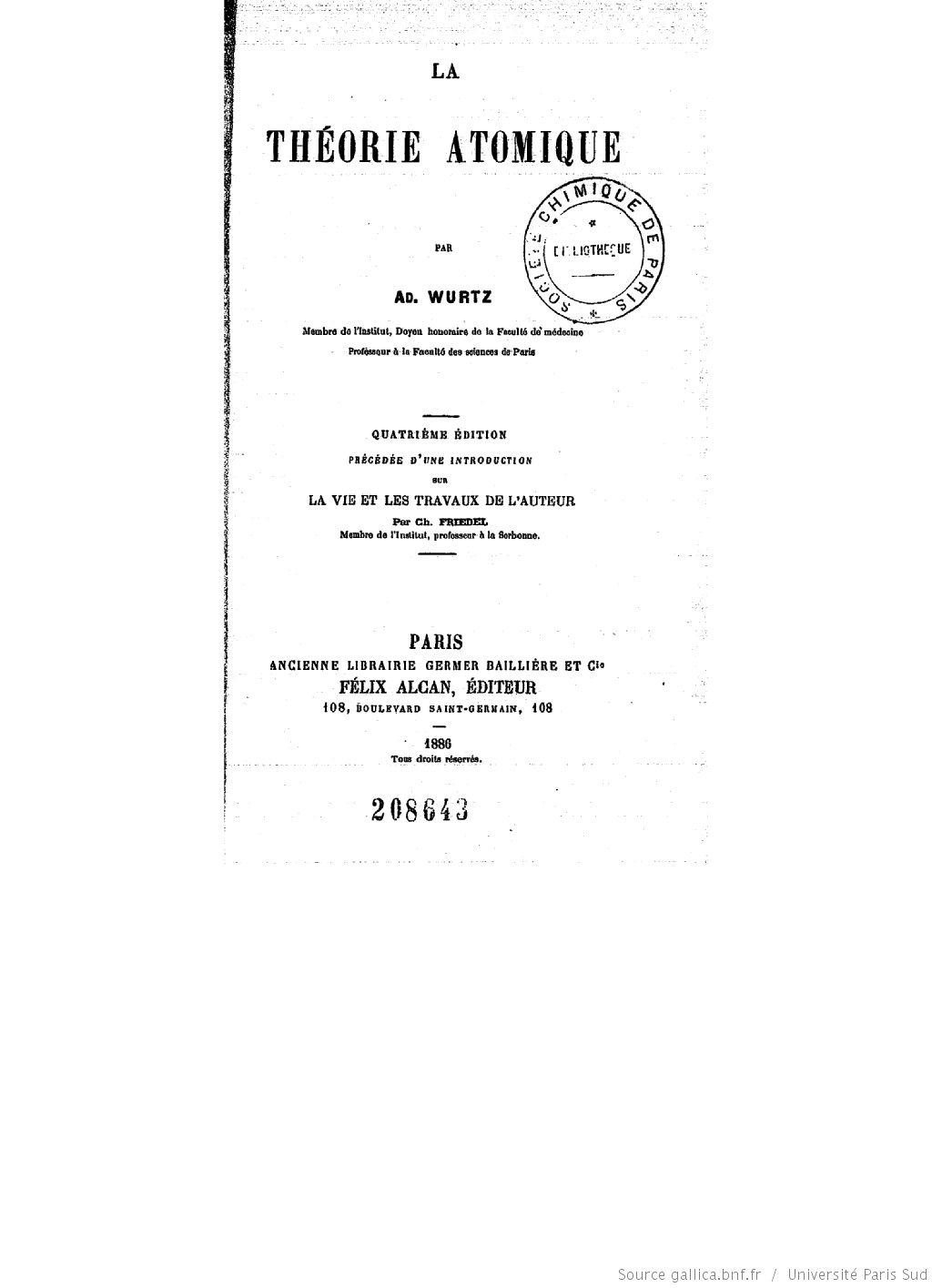 Références de documents écrits par Adolphe Wurtz (1817-1883)