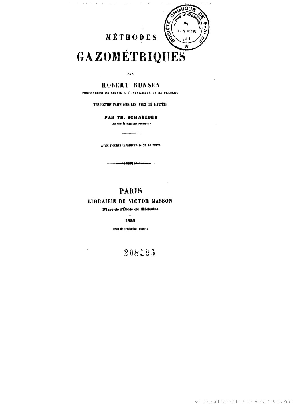 Références documentaires écrites par Robert Bunsen (1811-1899)