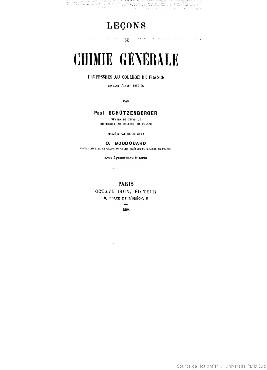 Références de documents écrits par Paul Schutzenberger (1829-1897)