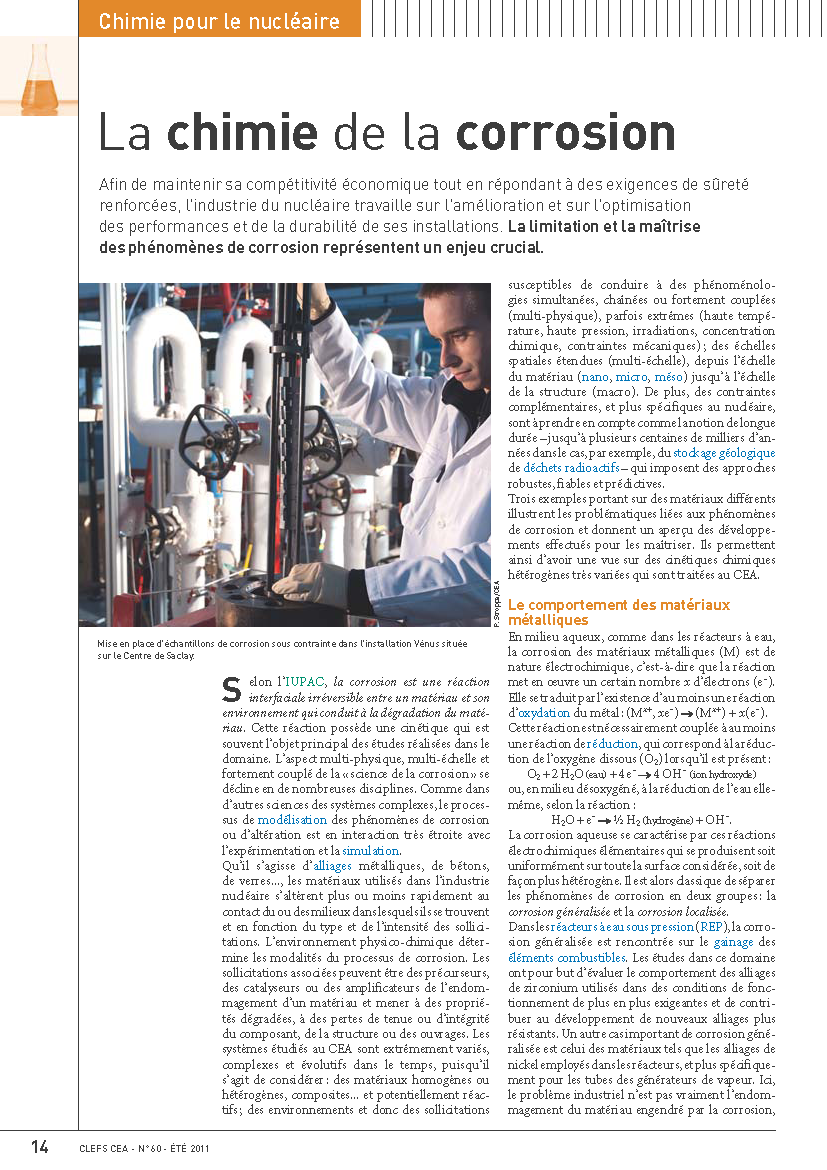 La chimie de la corrosion