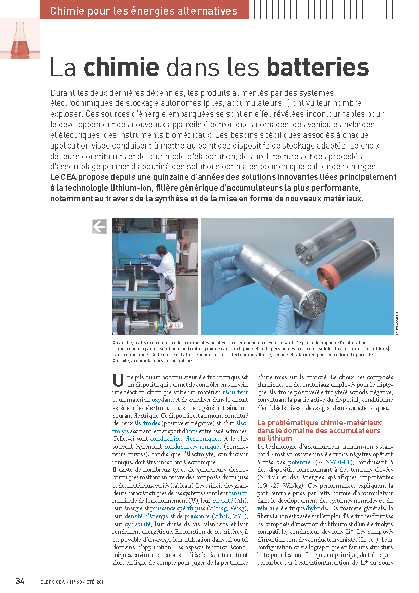 La chimie dans les batteries