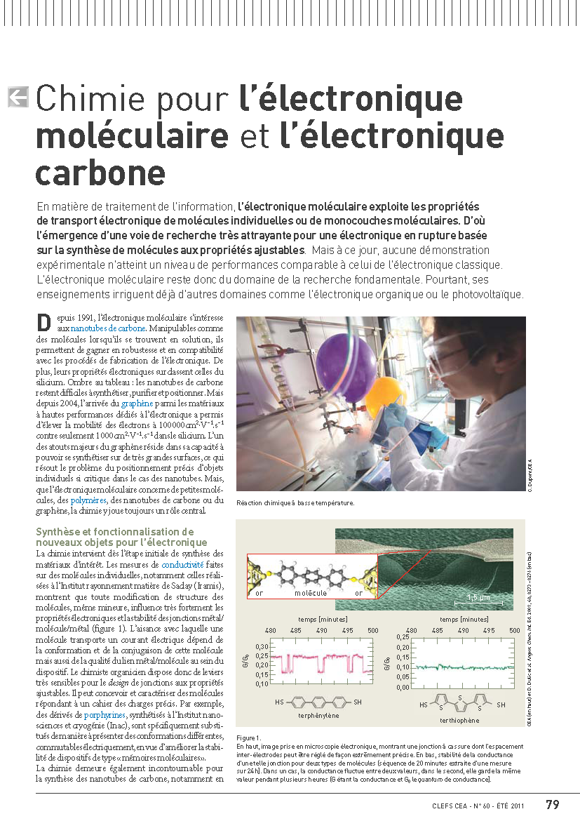 Chimie pour l’électronique moléculaire et l’électronique carbone