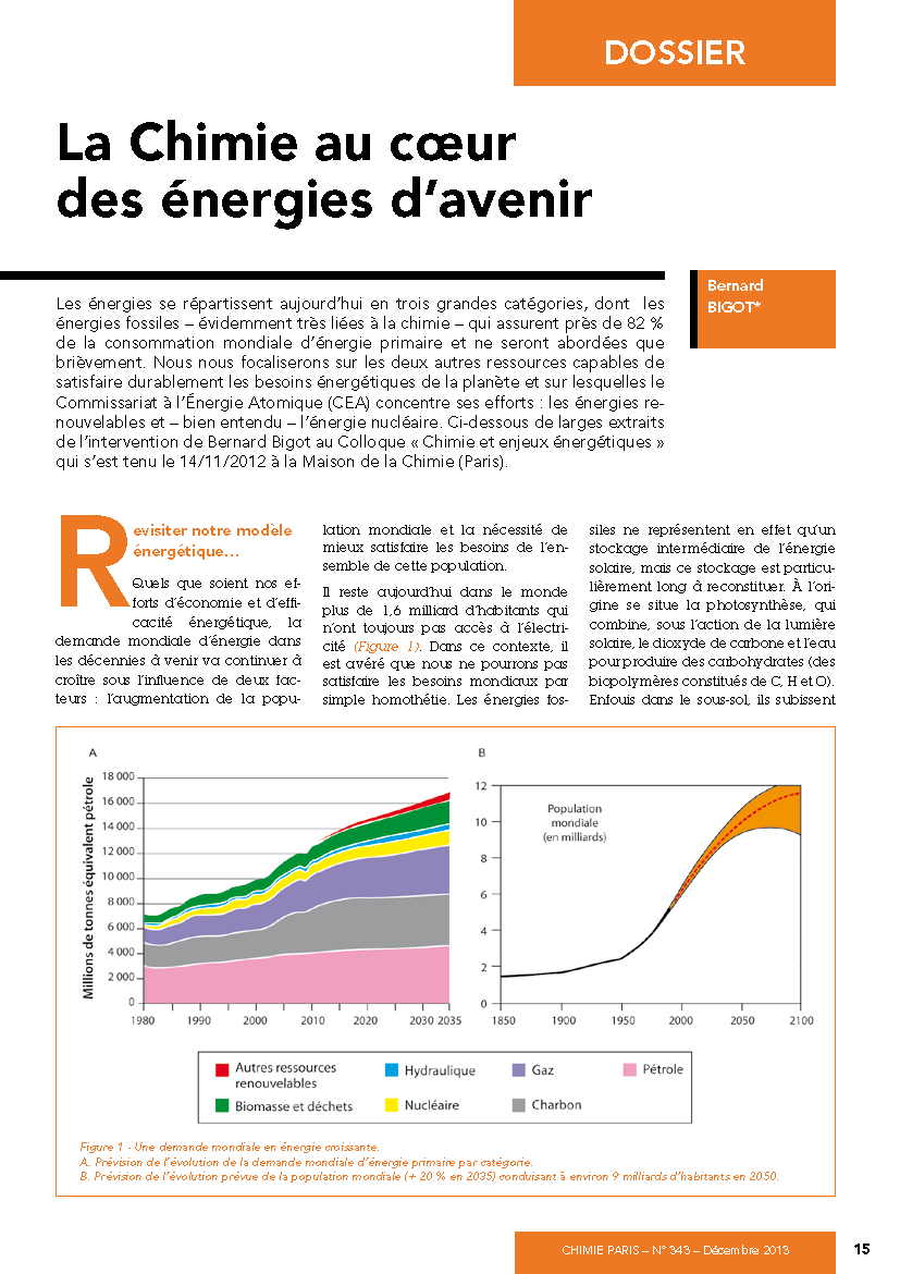La chimie au coeur des énergies d'avenir