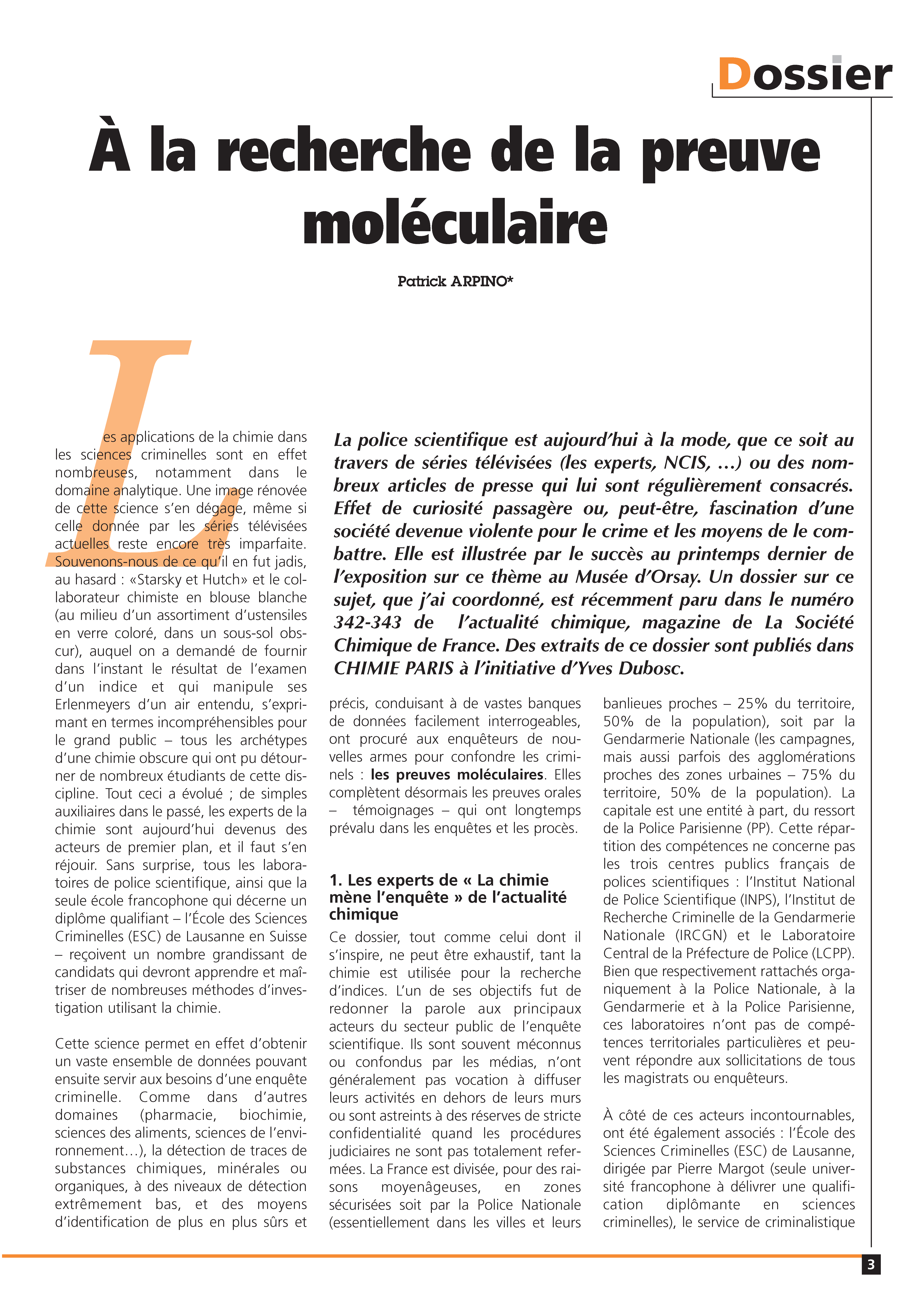 Chimie et sciences criminelles