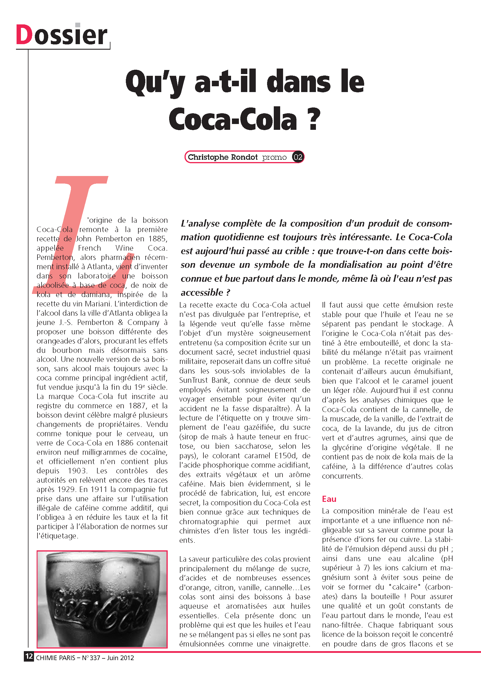 Qu'y a-t-il dans le Coca-Cola ?