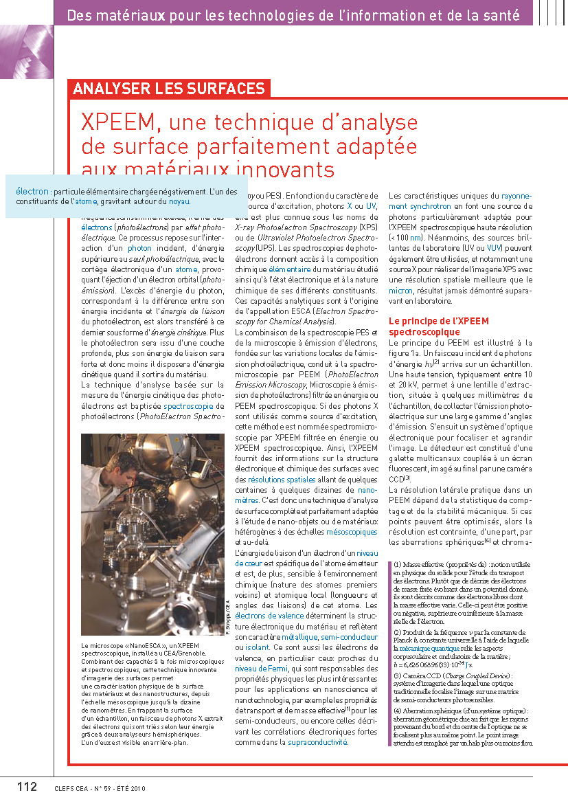 Analyser les surfaces par la technique XPEEM