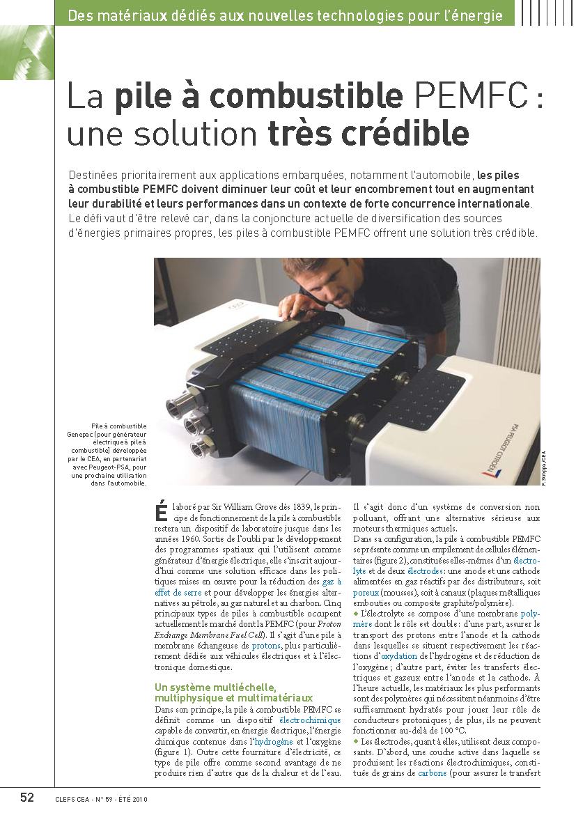 La pile à combustible PEMFC : une solution très crédible