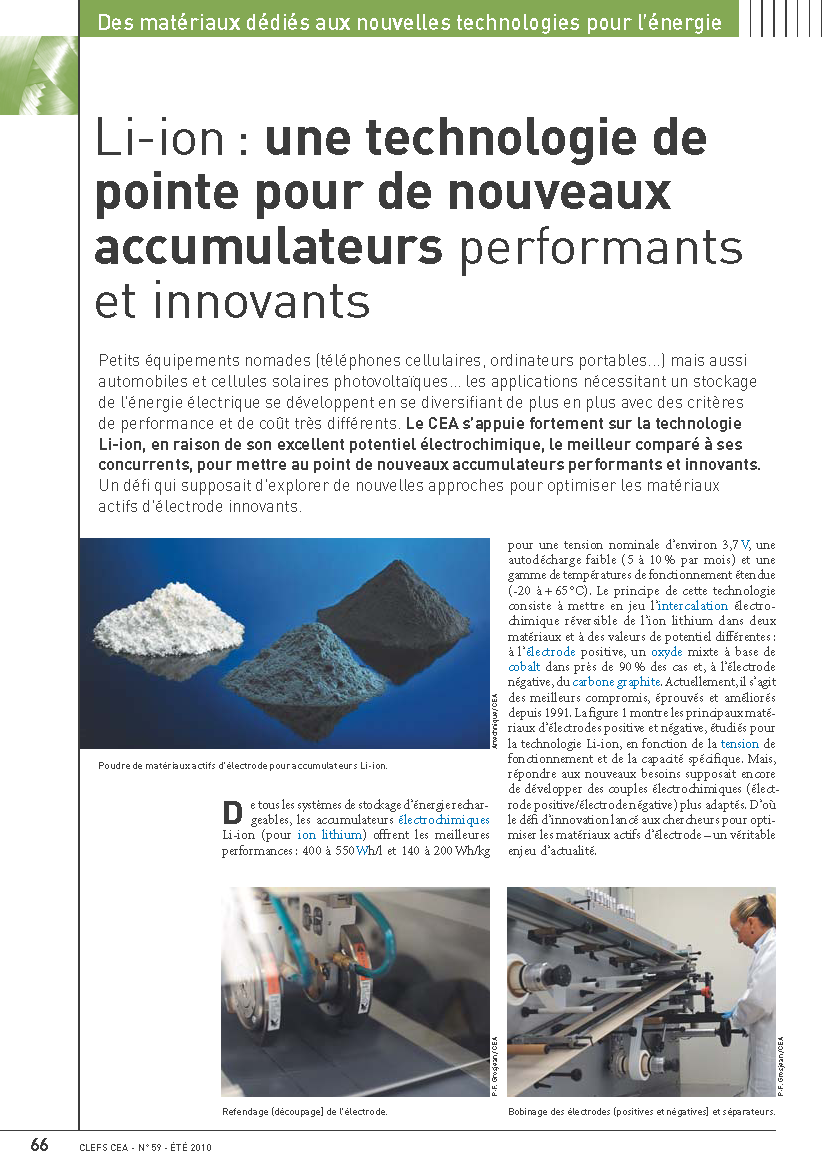 Li-ion : une technologie de pointe pour de nouveaux accumulateurs performants et innovants