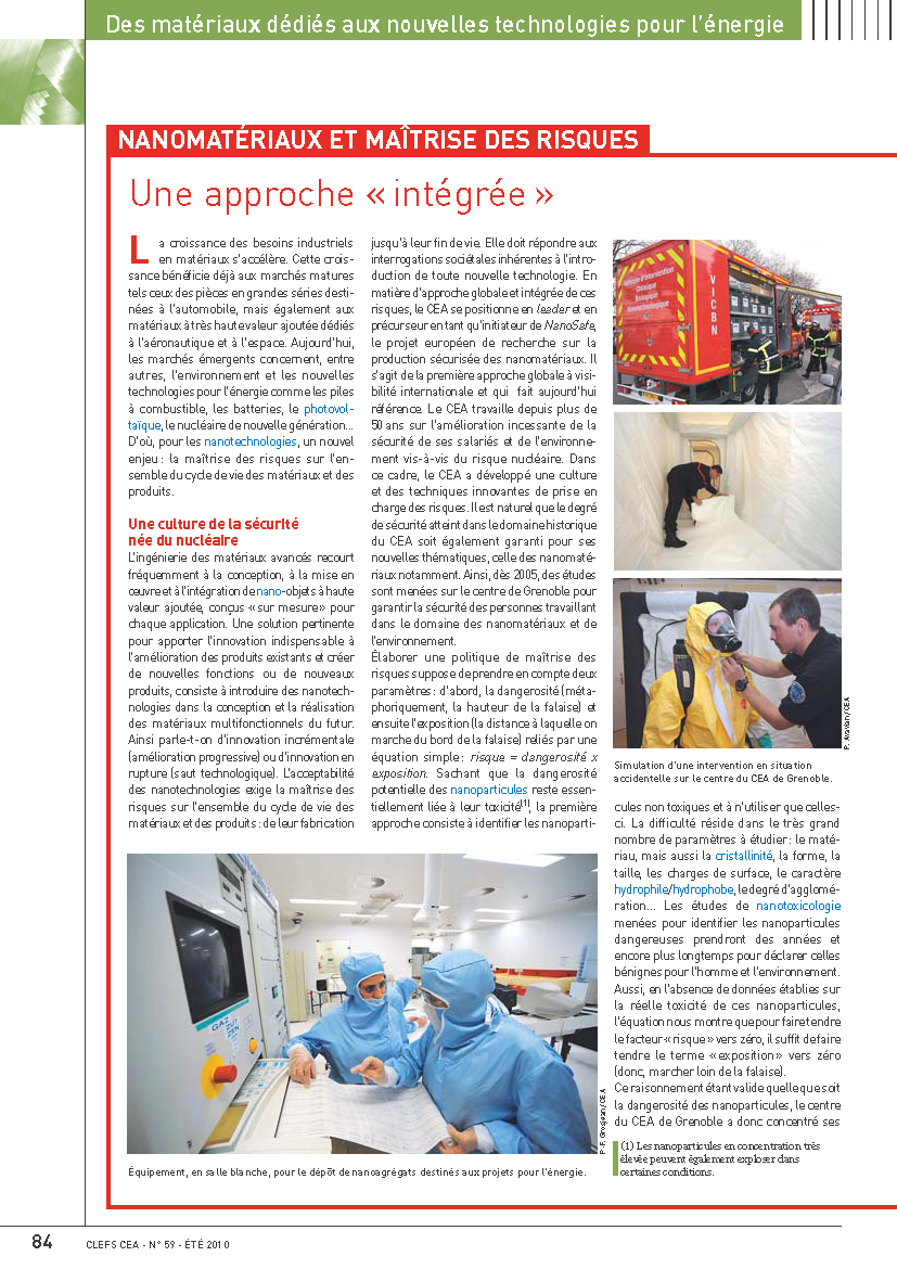 Nanomatériaux et maîtrise des risques
