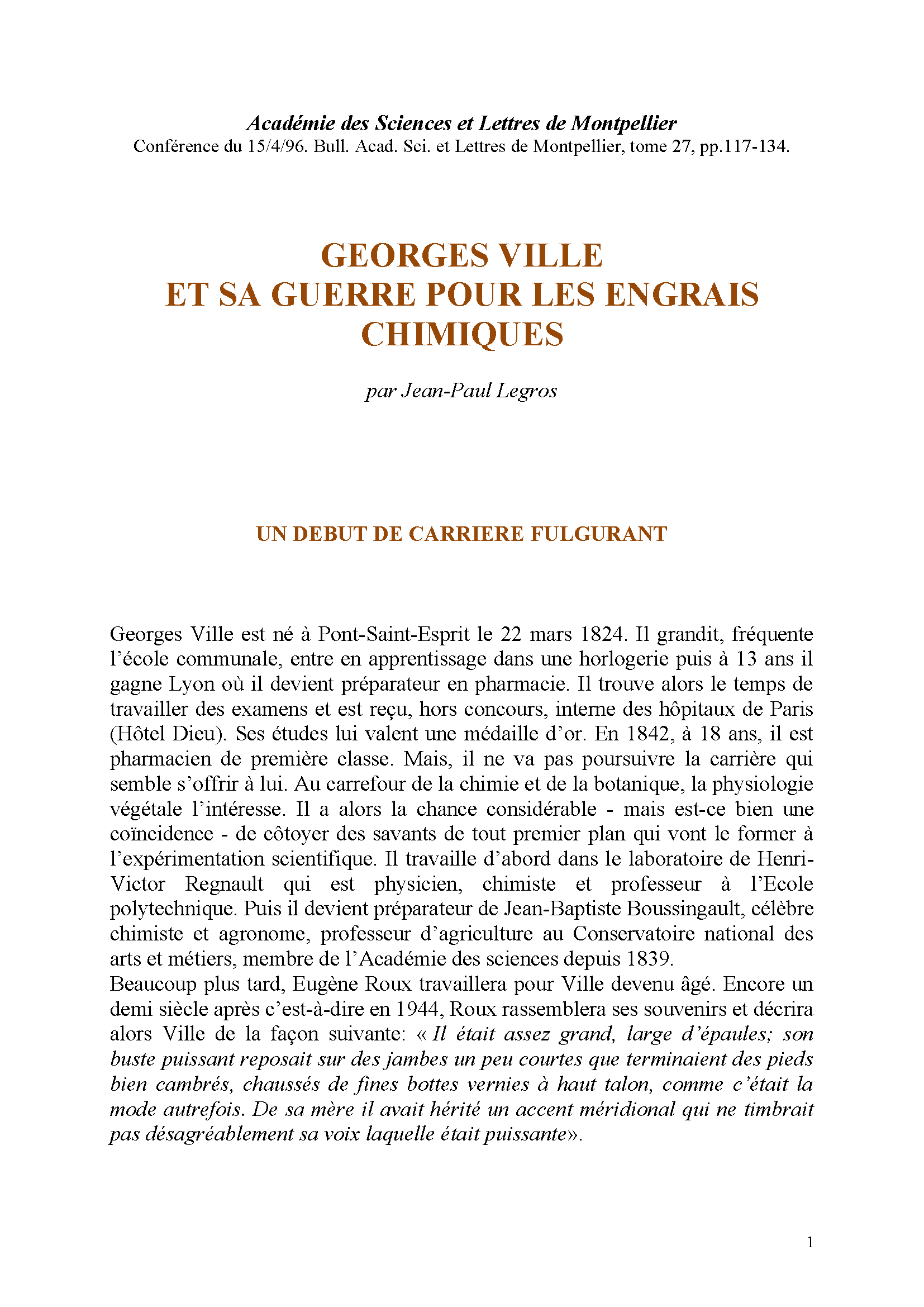 Georges Ville et sa guerre pour les engrais chimiques