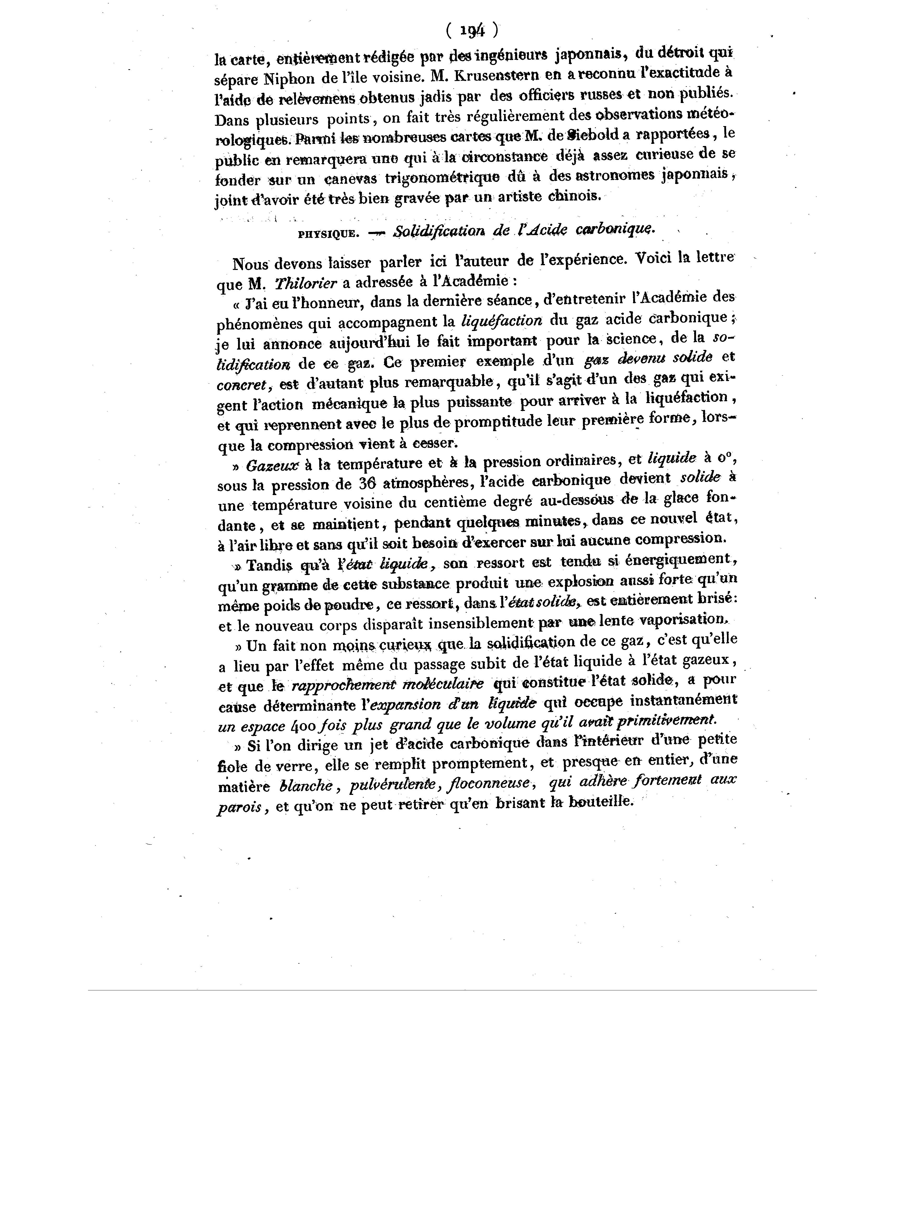 La solidification du dioxyde de carbone