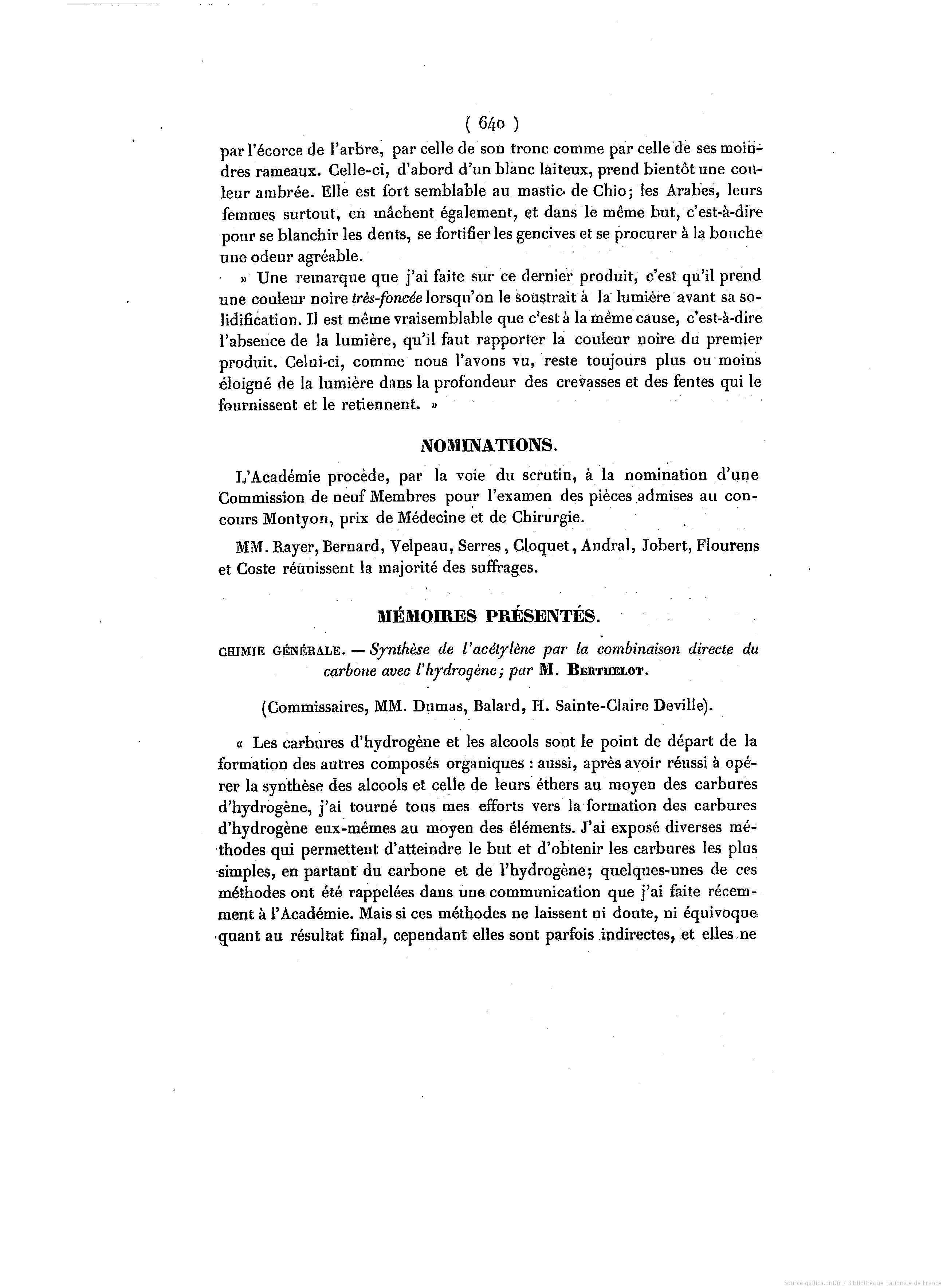 Préparation de l’acétylène à partir du carbone et de l’hydrogène