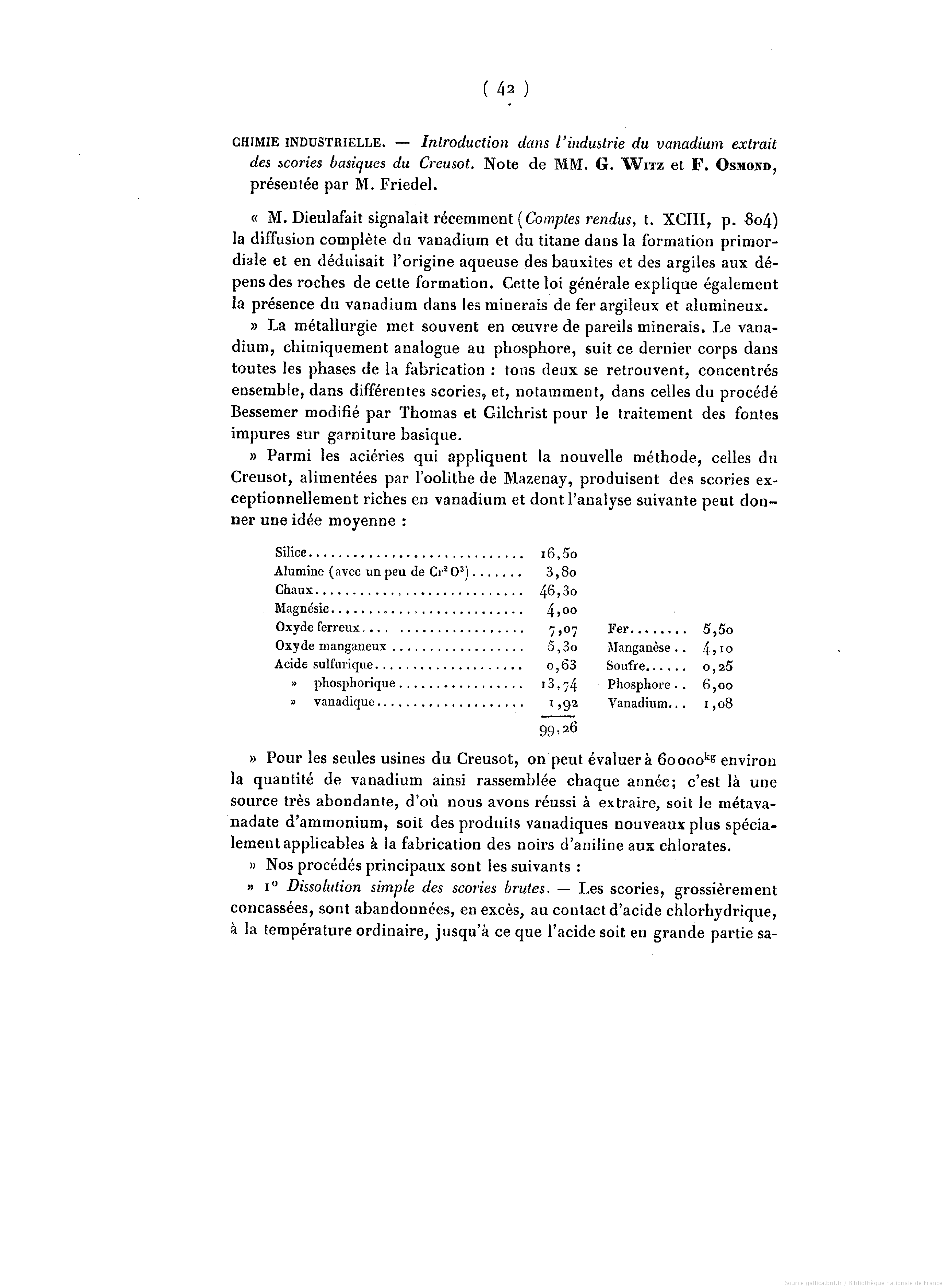 Obtention du vanadium à partir de scories