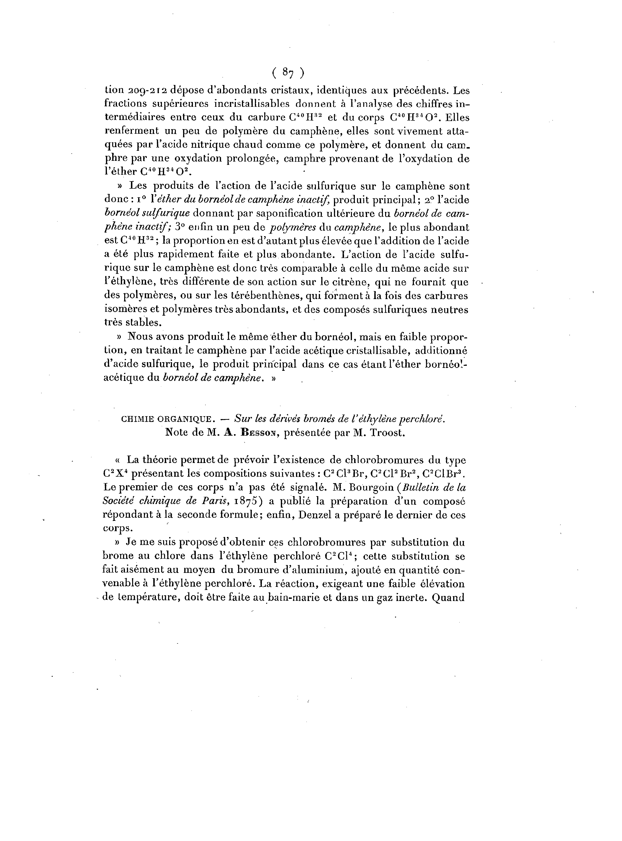 Substitution du brome sur un tétrachlorure d’éthylène