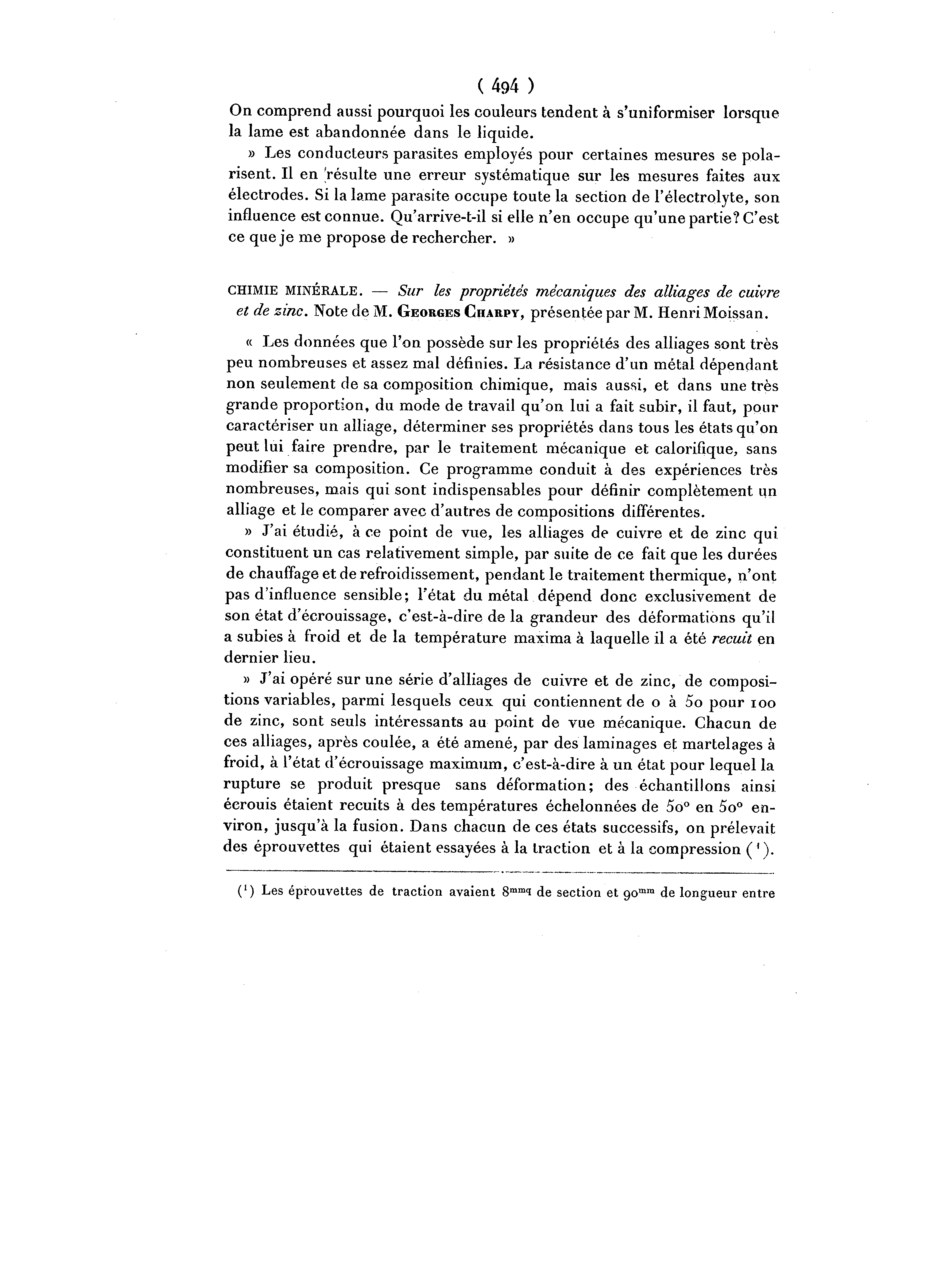 Comparaison de quelques alliages de cuivre et de zinc