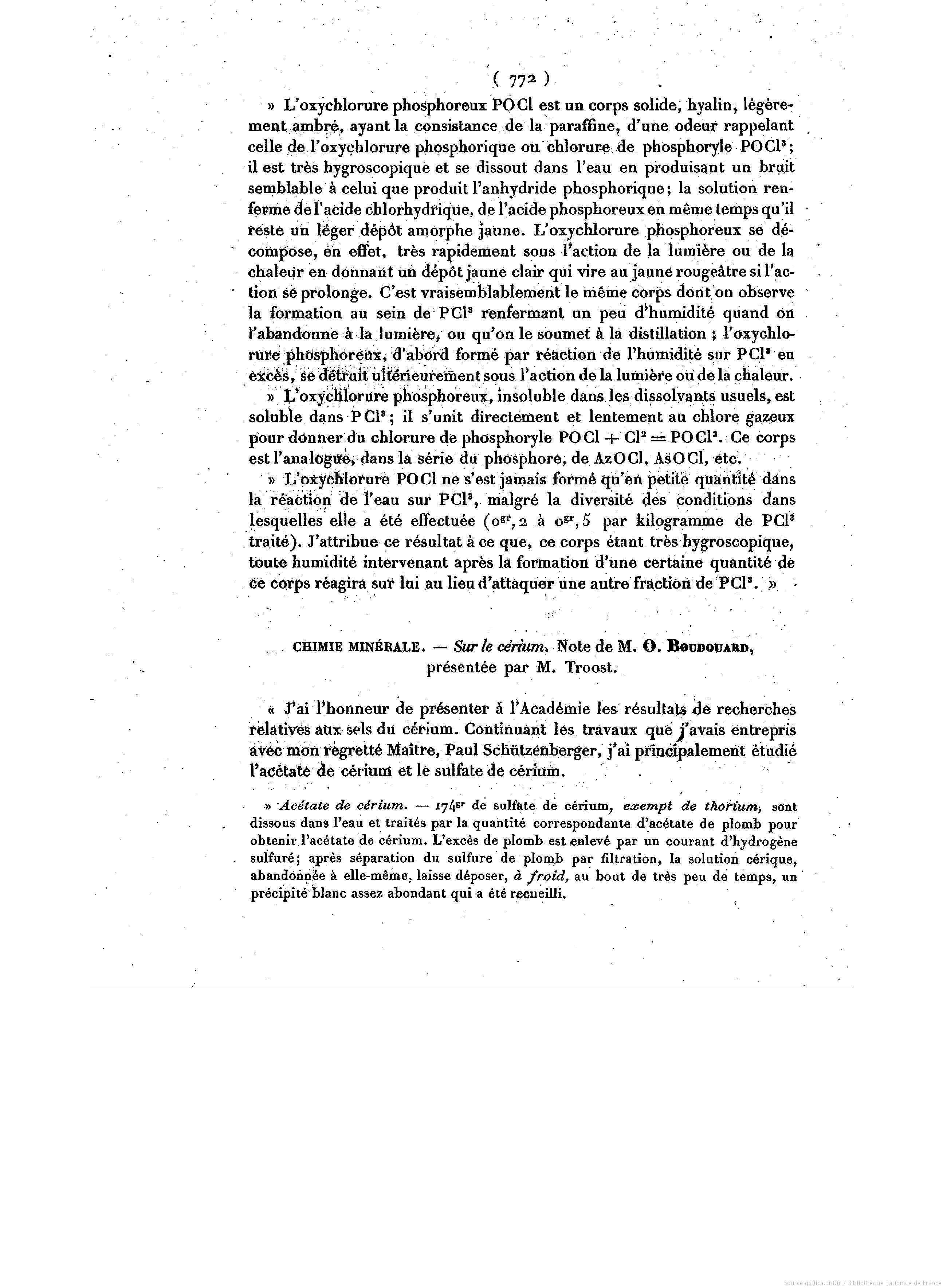 Quelques propriétés du cérium