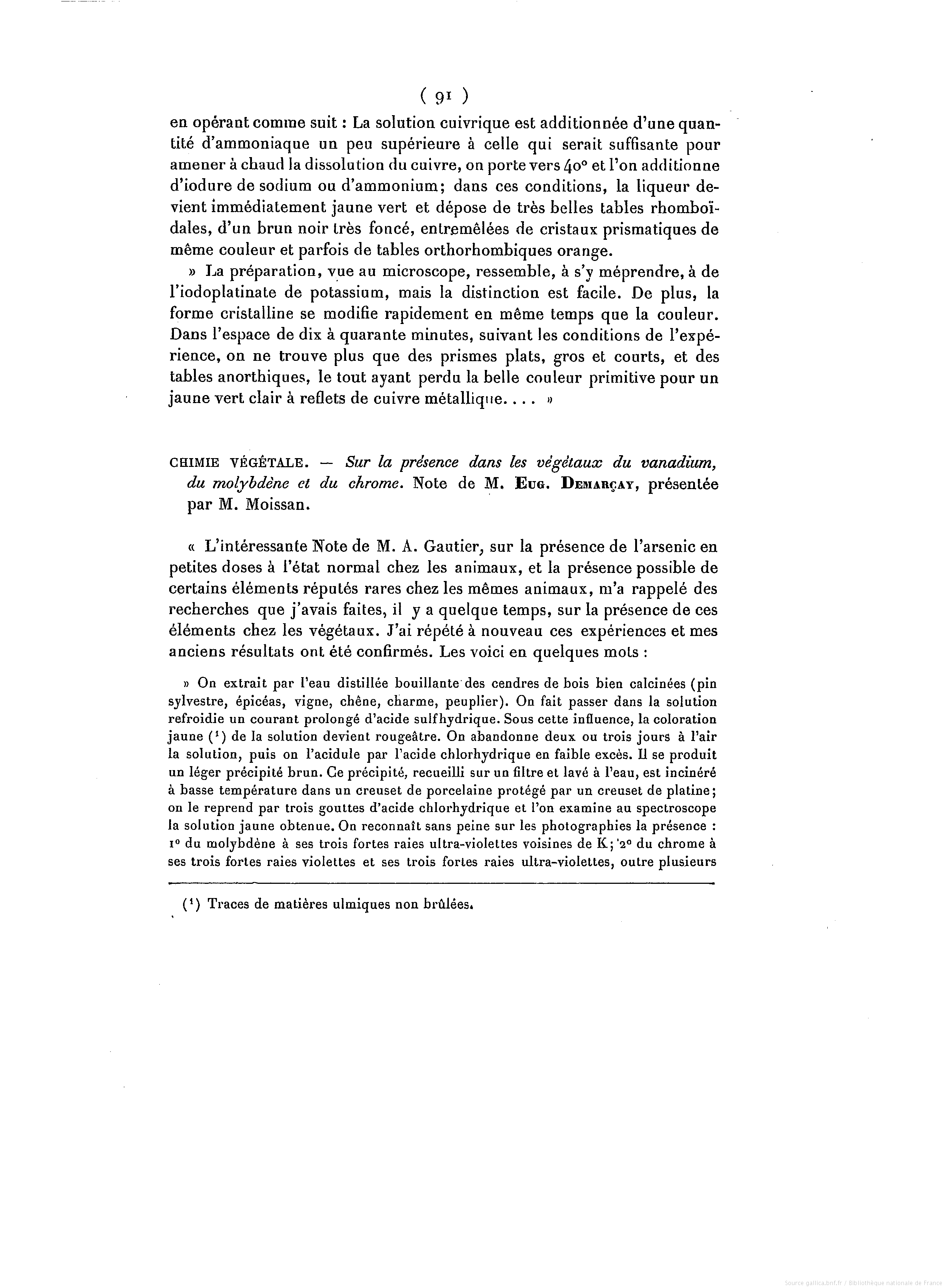 Les végétaux contiennent du vanadium, du molybdène et du chrome