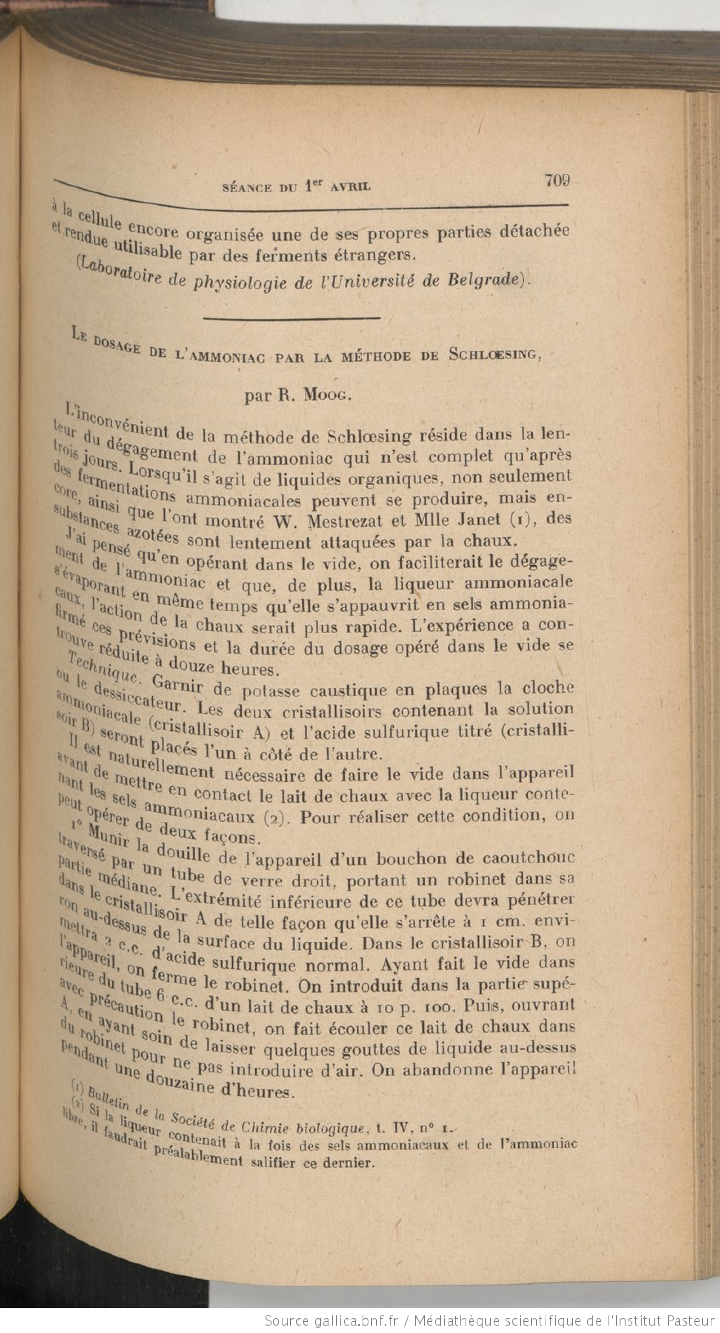 Le dosage de l’ammoniac