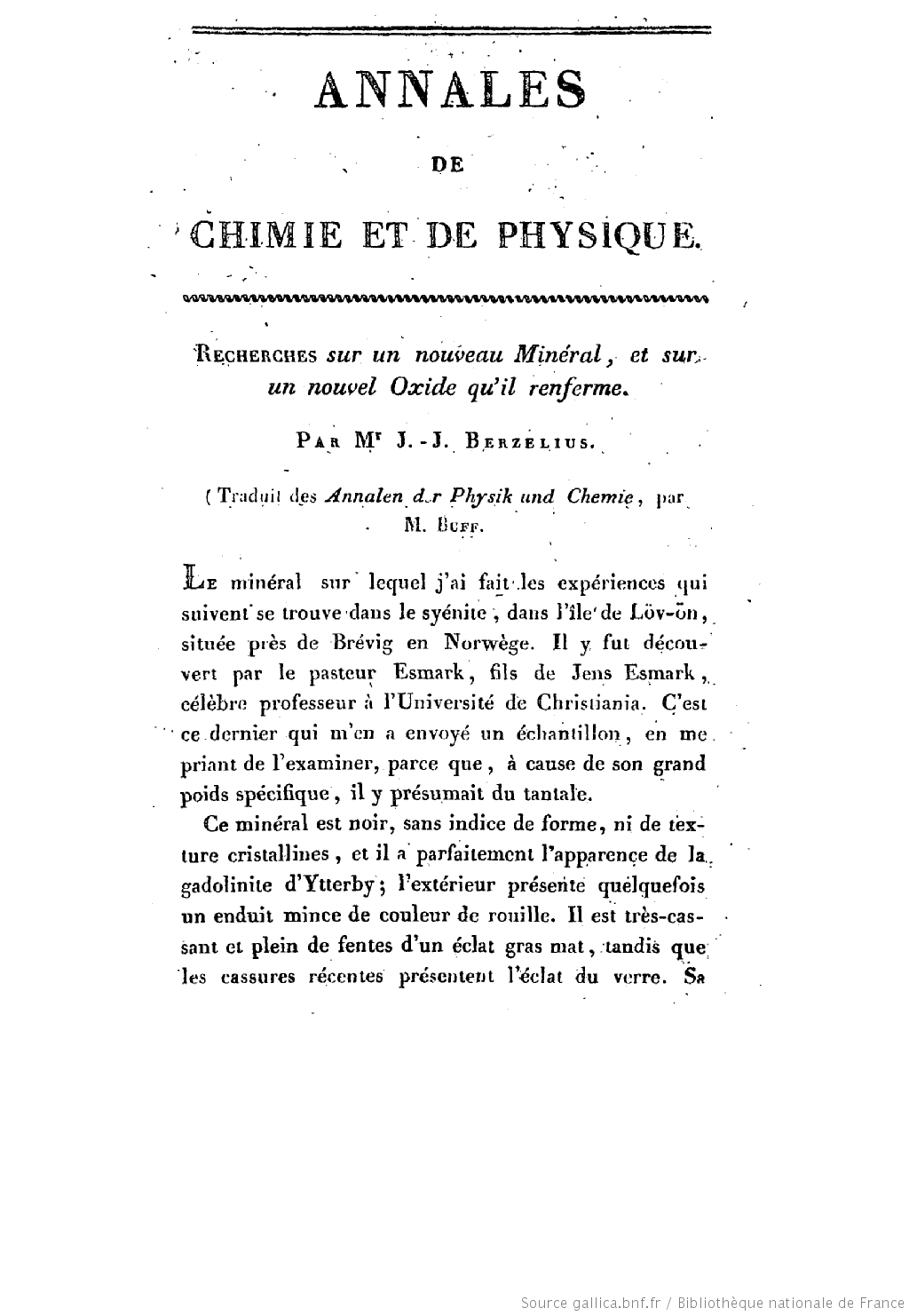 La découverte du thorium