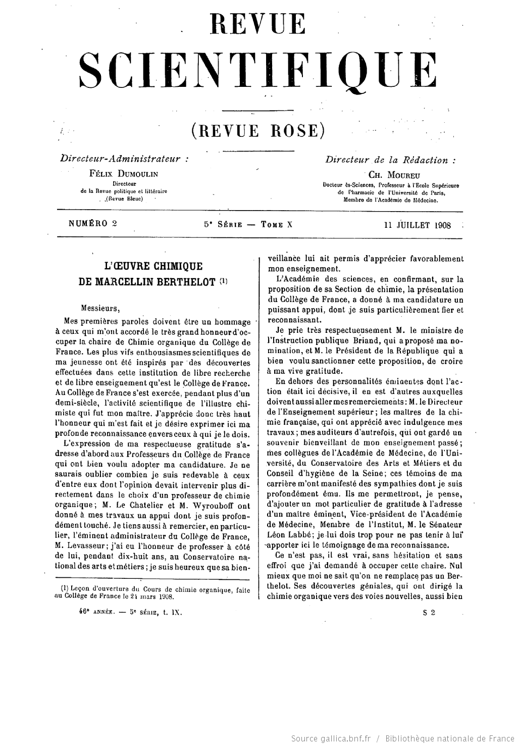 L'oeuvre chimique de Marcellin Berthelot (1827-1907)