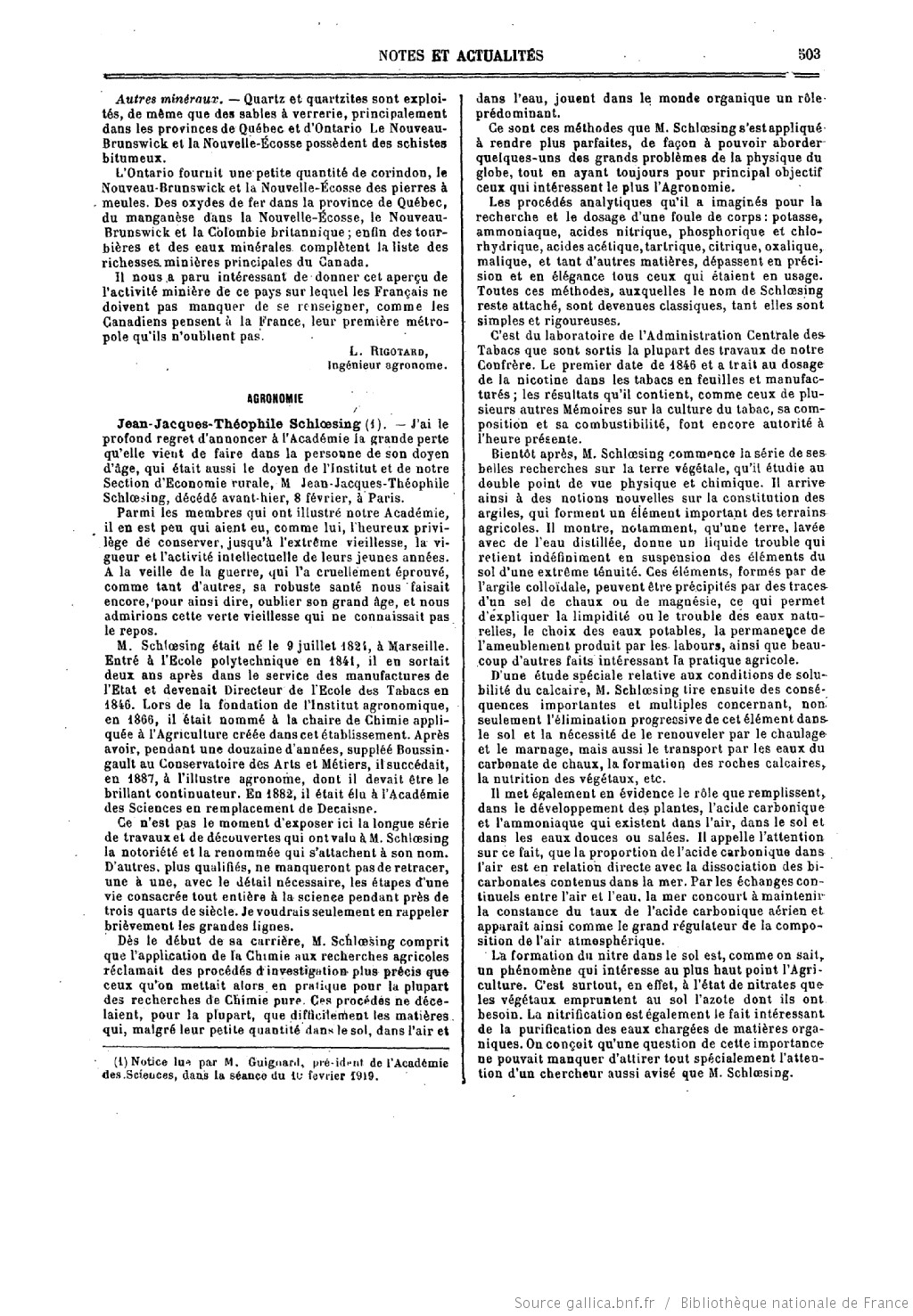 Schloesing et la chimie agricole