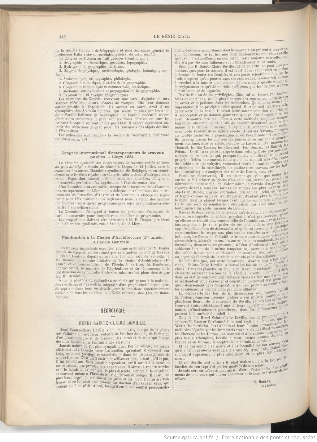 Les différentes recherches entreprises par Henri Sainte-Claire Deville