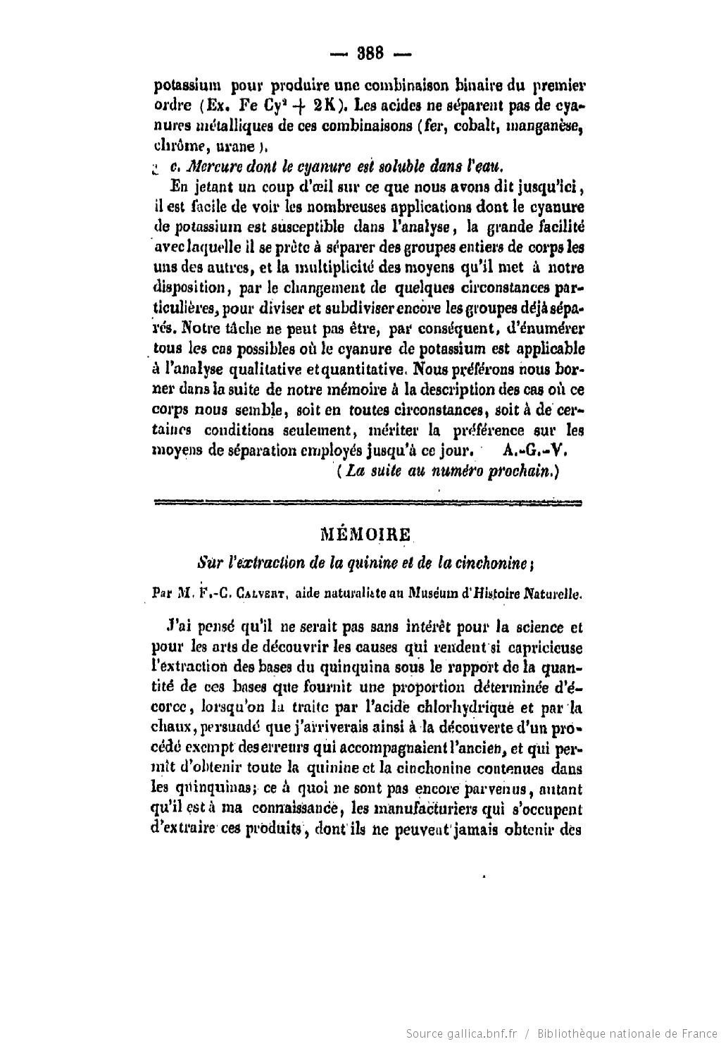 Sur l’extraction industrielle de la quinine et de la cinchonine