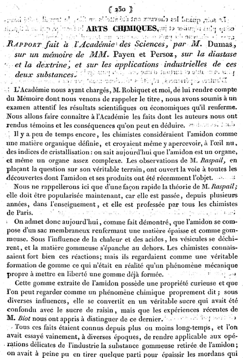 L’hydrolyse enzymatique de l’amidon et ses applications industrielles en 1833