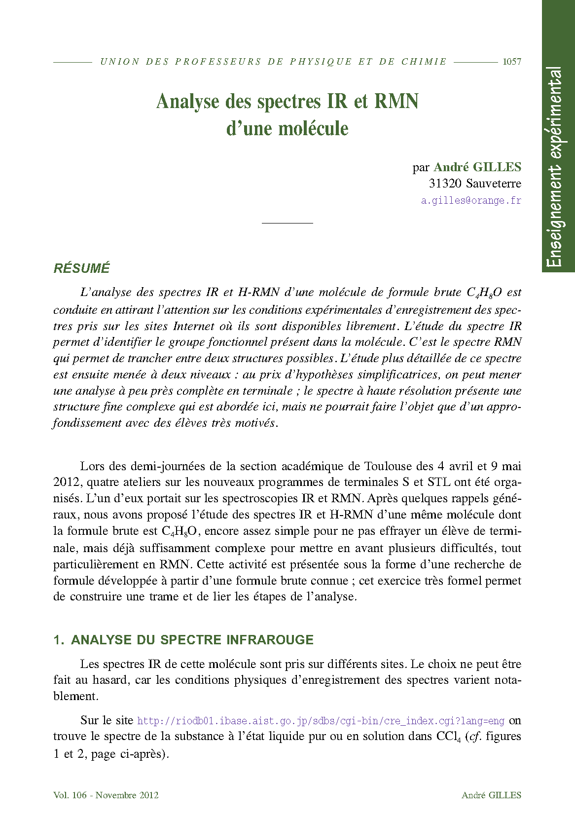 Analyse des spectres IR et RMN d'une molécule