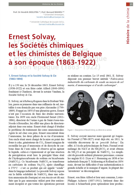 Ernest Solvay et les sociétés chimiques internationales