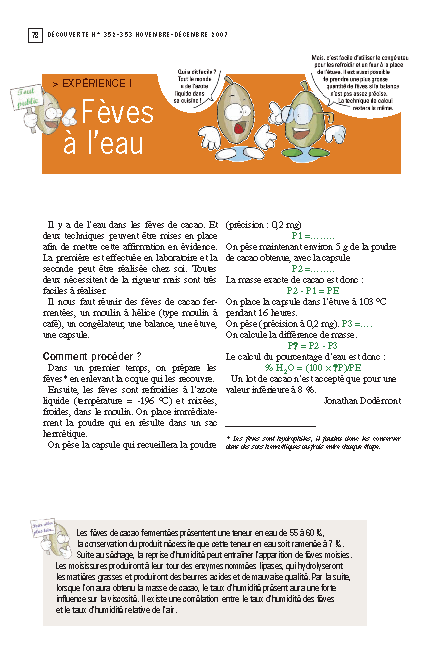 Expériences autour du chocolat