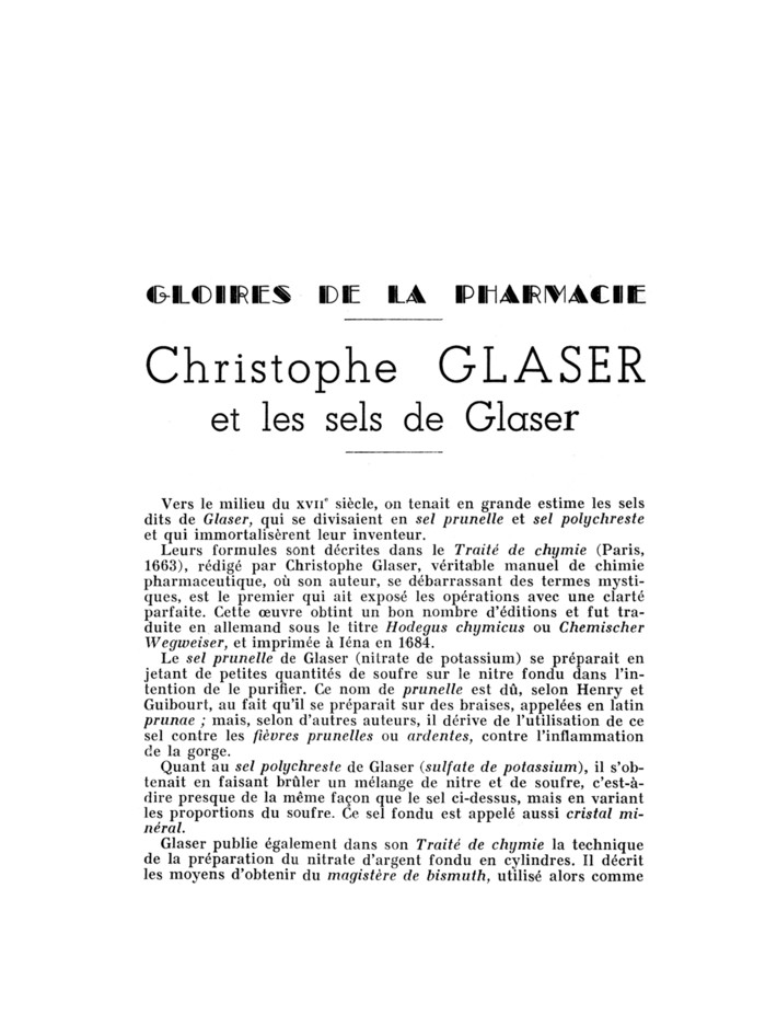 Christophe Glaser et son traité de chimie