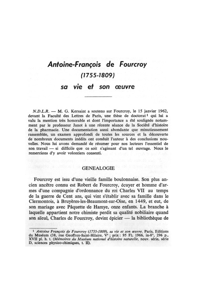 Antoine-François de Fourcroy (1755-1809), sa vie et son œuvre