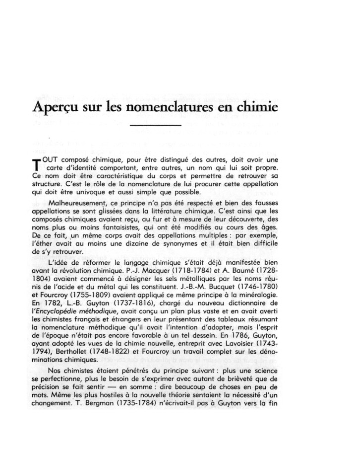La nomenclature chimique