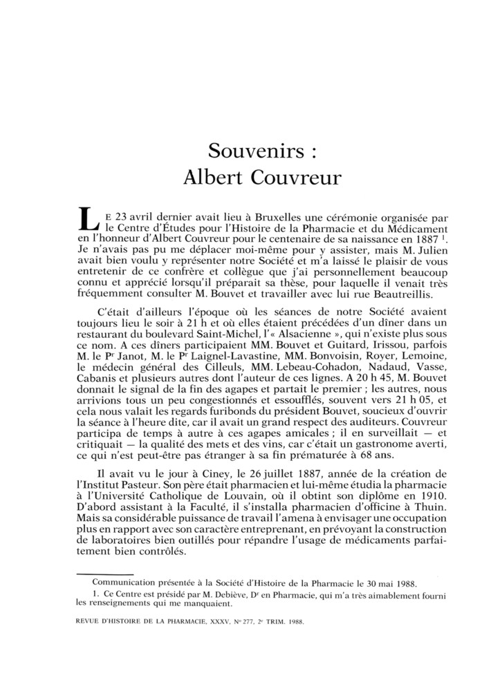 Albert Couvreur (1887-1955) : pharmacien belge promoteur de l’éphédrine