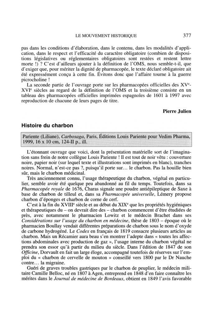 L'utilisation du charbon médicinal