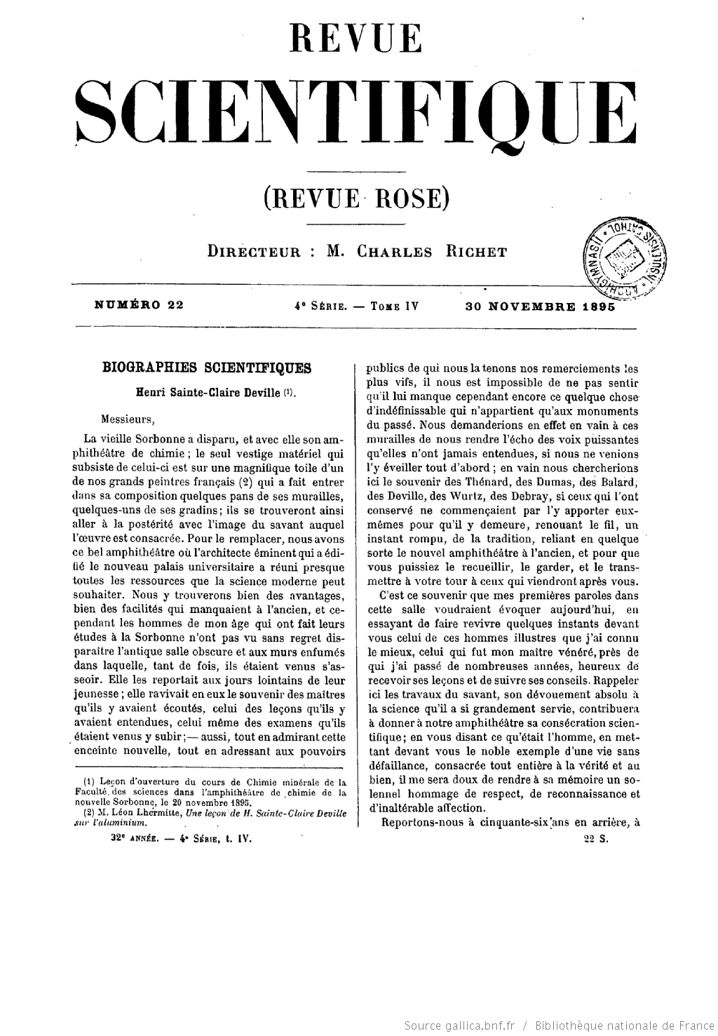 Henri Sainte-Claire Deville (1818-1881) et la théorie de la dissociation