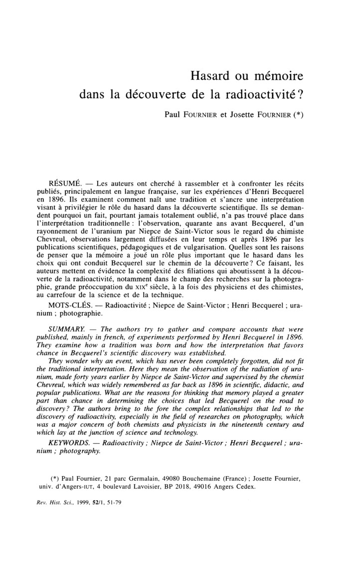 Découverte de la radioactivité